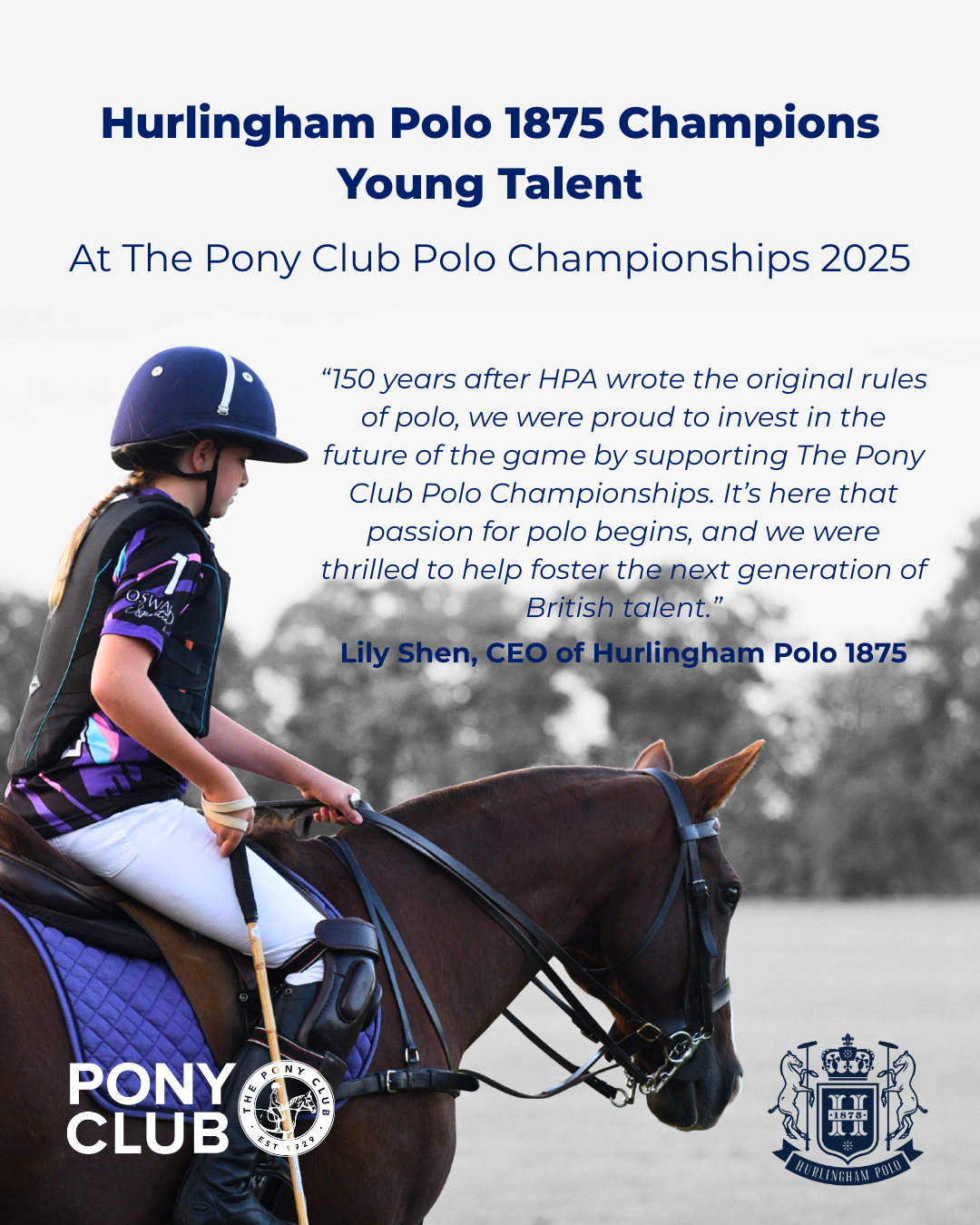 Hurlingham Polo 1875 to Champion Young Talent at The Pony Club Polo Championships 2025 as Hurlingham Polo Association (HPA) Marks 150 Years
